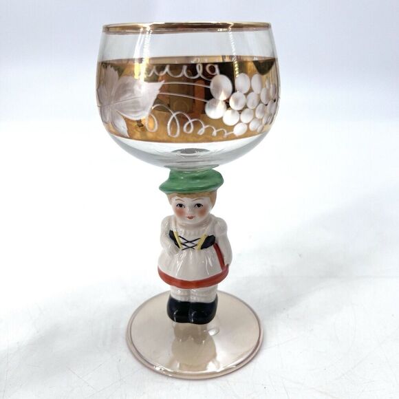 Vintage Mid-Century Wine Goblet Goebel Hummel Figurine Stems (Hansel & Gretel) - Picture 2 of 7